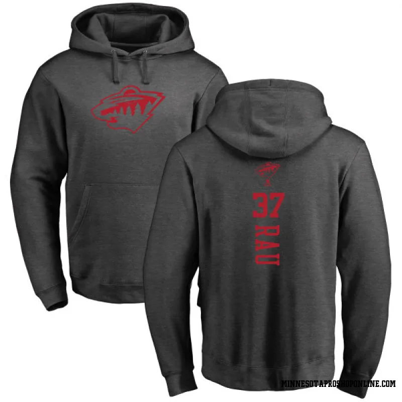 Charcoal Youth Kyle Rau Minnesota Wild One Color Backer Pullover Hoodie