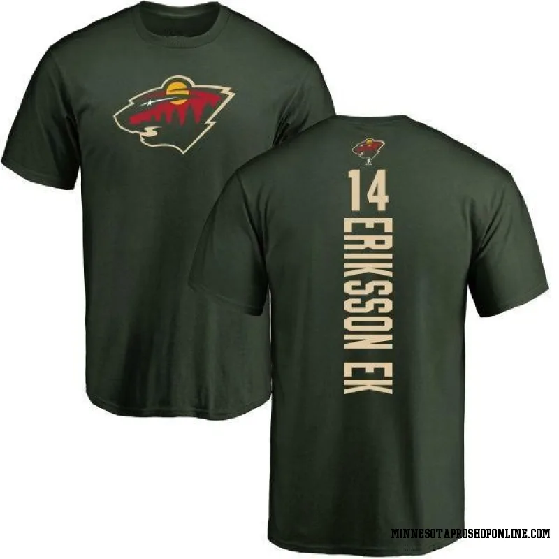 Green Men's Joel Eriksson Ek Minnesota Wild Backer T-Shirt