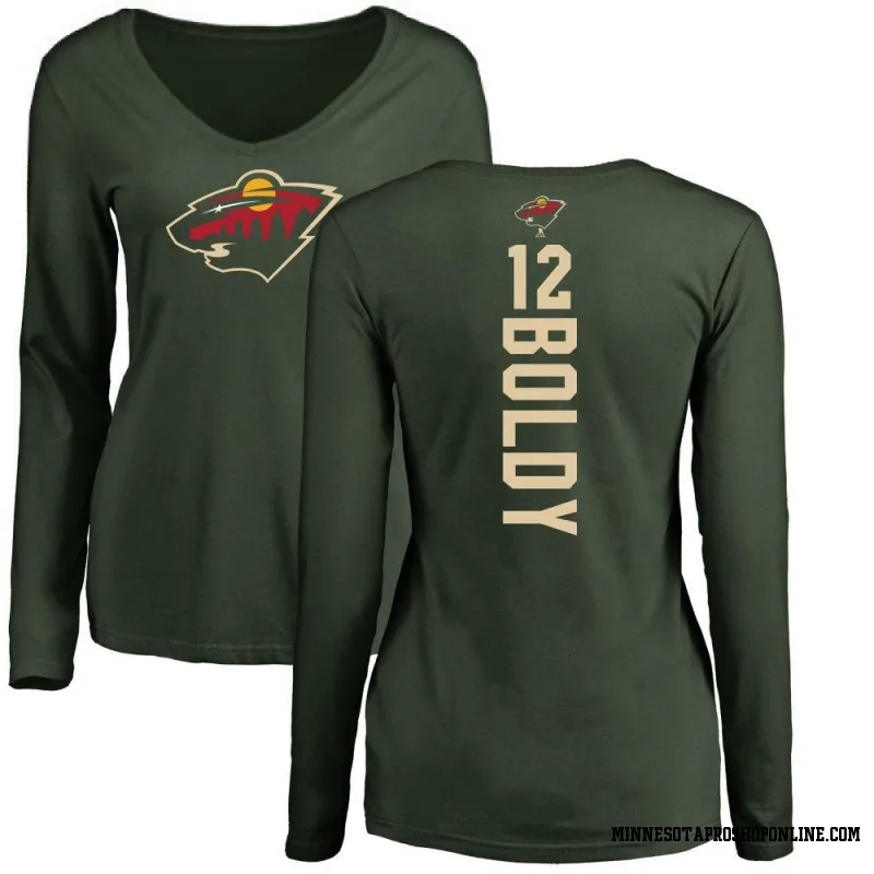 Green Youth Matt Boldy Minnesota Wild Backer Long Sleeve T-Shirt